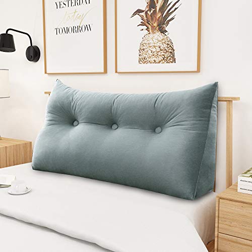homecozy Wedge Headboard Pillow Dorm Room Reading Pillow Back Support for Sitting Up in Bed Bolster Lumbar Cushion Body Pillow Positioning Bedrest Velvet 39in Light Gray Twin - Image 6