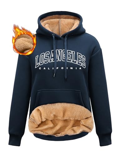 Nadeer Sweat à Capuche Sweatshirt Hoodies Los Angeles Lettre Imprimé Casual Hiver Manches Longue Vintage Tops avec Poche