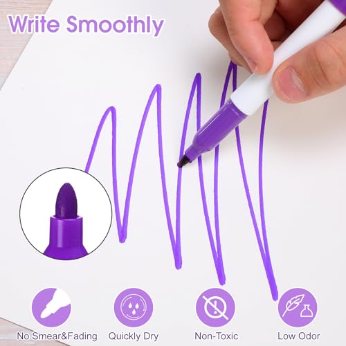 Image of Ctosree 40 Pack Purple Permanent Markers Bulk Permanent Marker Set Fine Point Pens Works on Plastic, Wood, Stone, Metal and Glass Office School Supplies