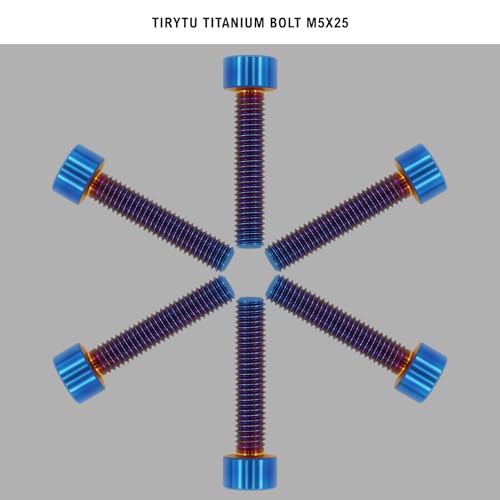 Image of Titanium Bolts M5x25, Burnt Blue, 6PC | Lightweight Hex Socket Screws, MTB /Road Bike /Motorcycle, Corrosion Resistant, Marine Grade Fasteners