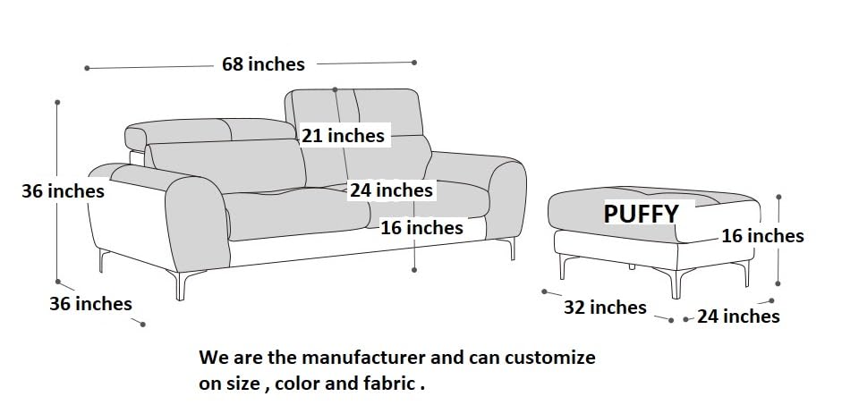 Image of Fabrique Sassy Leatherette 3 Seater Sofa Set with Puffy Luxury Light Pink with Moveable Headrest | Stylish Home Office & Living Room Furniture | Lightweight Design with Durable Stainless Steel Legs