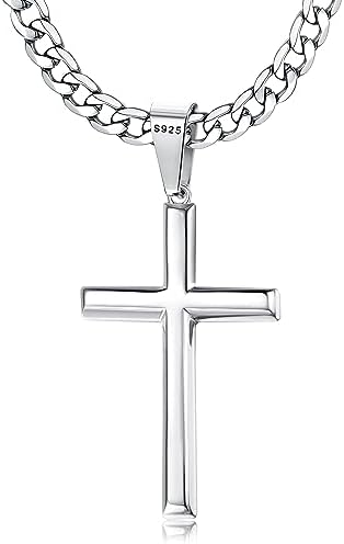 Chriscoco 925 Sterling Silver Cross Pendant Necklace for Men Wome...