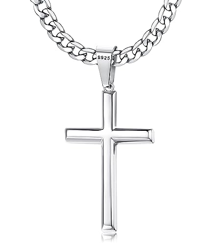 Chriscoco Collier Croix en 𝐀𝐫𝐠𝐞𝐧𝐭 𝐒𝐭𝐞𝐫𝐥𝐢𝐧𝐠 𝟗𝟐𝟓 Homme Femme 5MM Large Acier Inoxydable Collier Homme avec...