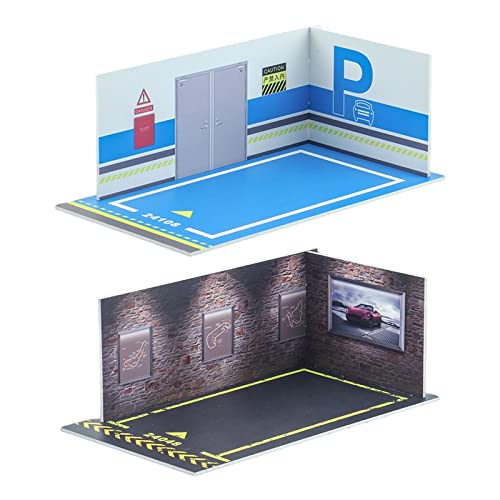 2X Área para exhibir autos escala 1:24 con diorama miniatura 1