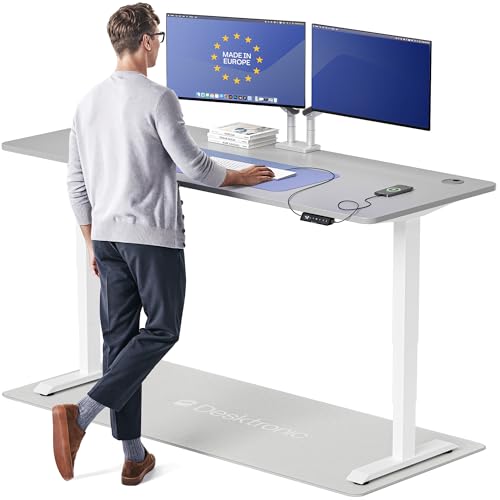 Image of Desktronic HomePro Standing Desk 80x30 - Made in Europe, Ergonomic Sit Stand Home Office Desk, Electric Height Adjustable, Dual Motor, USB & USB-C Charging, Wobble-Free, Touchscreen, 3 Memory Presets