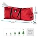 ZOBER Rolling Large Christmas Tree Storage Bag - Fits Upto 9 ft. Artificial Disassembled Trees, Durable Handles & Wheels for Easy Carrying and Transport - Tear Proof 600D Oxford Duffle Bag - Red