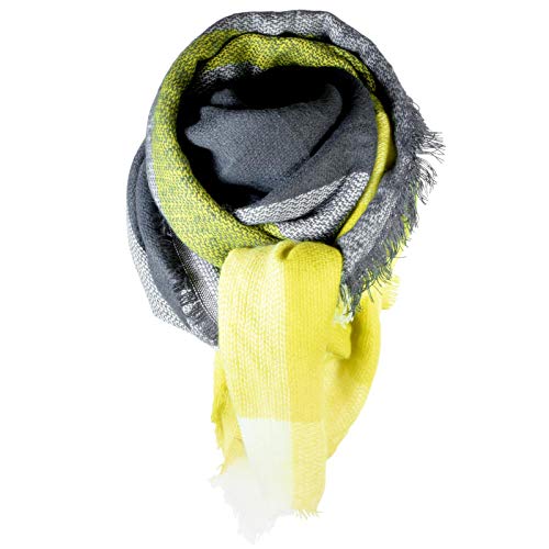 cosey – Bunter XXL-Schal, quadratisch in Verschiedenen Designs (Oversize), Gelb-anthrazit, XXL