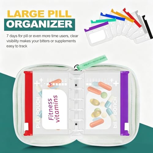 Pochettes à pilules en silicone avec 14 compartiments et code couleur pour la maison - 5