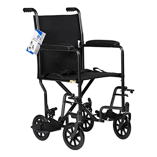 Dynarex DynaRide Transport Wheelchair with Fixed Full Arms & Swing Away Footrests, 19