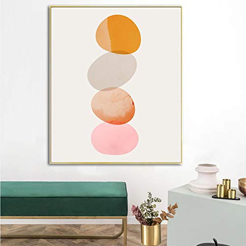Toile minimaliste orange aux cercles géométriques, impression haute définition