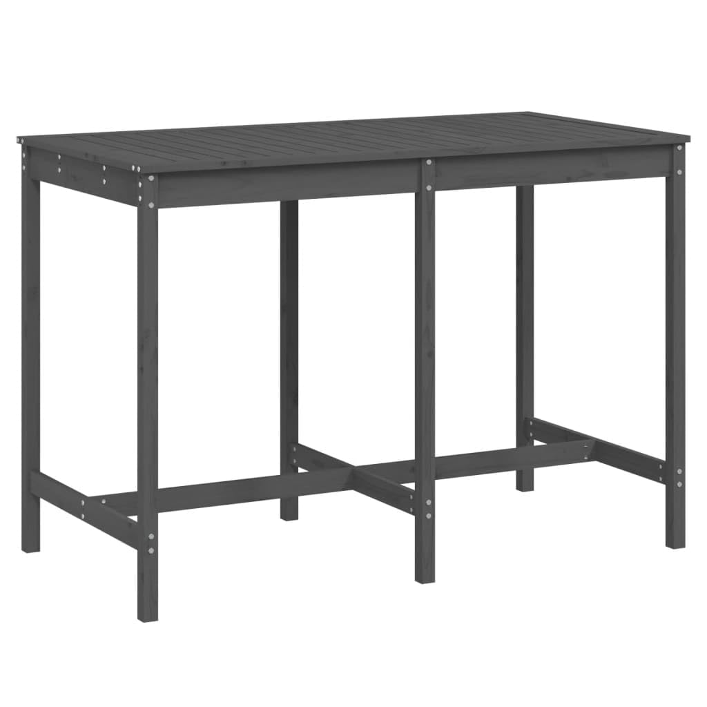 Klasyczny stół ogrodowy z litego drewna sosnowego, szary, 159,5 x 82,5 x 110 cm, stabilna drewniana rama, wytrzymały blat stołu na napoje i przekąski, idealny do ogrodu, na taras