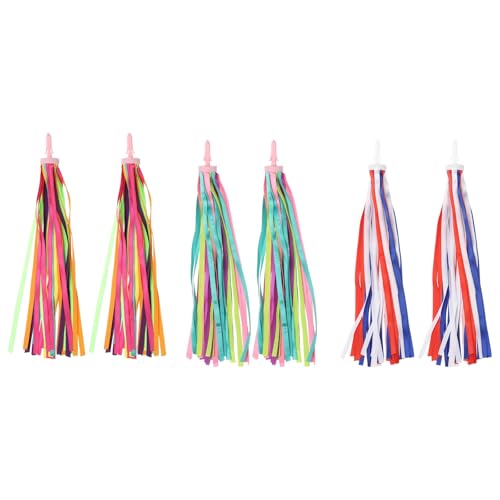 YELARXI Bike Streamers, Bike Tassel Handlebar Streamers Colorful - Fitting for (Bicycle Tricycle Grips - Scooter Accessories - Decorations - Girls) 3 Pair & 10Inch & Bright Multicolor