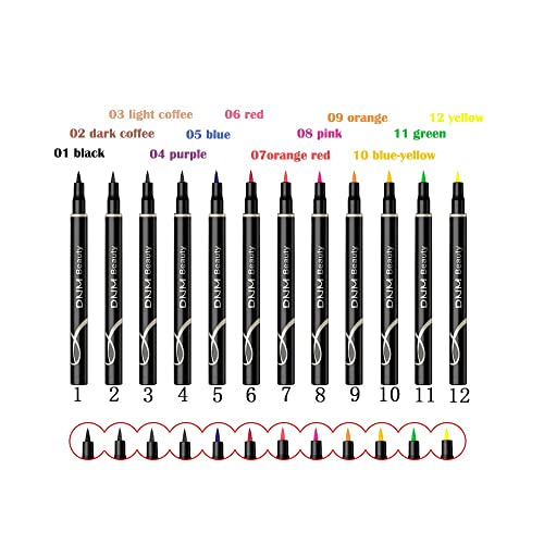 Dnm Cat Eye Makeup Waterproof Neon Colorful Liquid Eyeliner Pen Make Up Comestics Long-Lasting Black Eye Liner Pencil Makeup Tools (Pink) 1 #TOP2