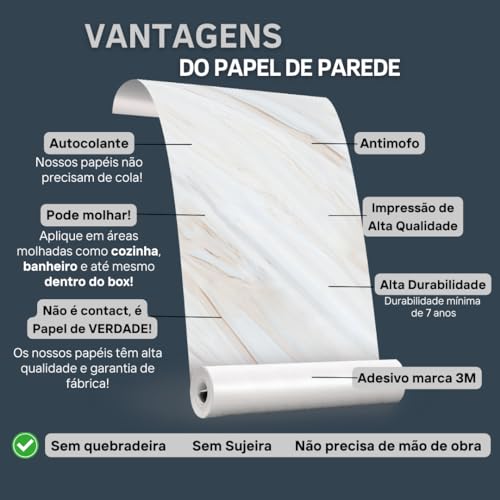 Papel de Parede Marmorizado Autocolante Lavável
