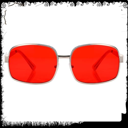 Halloween Metal Frame Sunglasses with Red Lenses for Men Women Movie Character Dress Up3