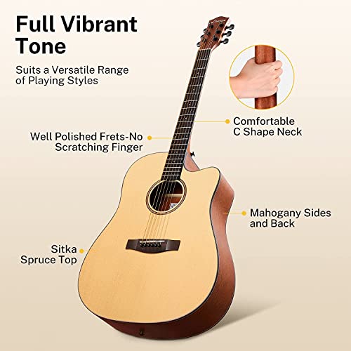 Donner Guitare Acoustique 4/4 Adulte Guitare Folk 41 Pouces Guitare Kit pour Adulte Débutant avec Accordeur Sac Corde(DAG-1C) - Les Beatles, Paul McCartney, John Lennon, RIngo Starr, George Harrison Donner Guitare Acoustique 4/4 Adulte Guitare Folk 41 Pouces Guitare Kit pour Adulte Débutant avec Accordeur Sac Corde(DAG-1C) – Image 3