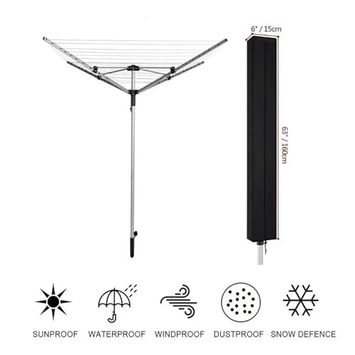 GQunit Wäschespinne Schutzhülle Premium, 160x15x15cm, Wasserdicht, UV-beständig, mit Reißverschluss, für alle Wäscheschirm Modelle