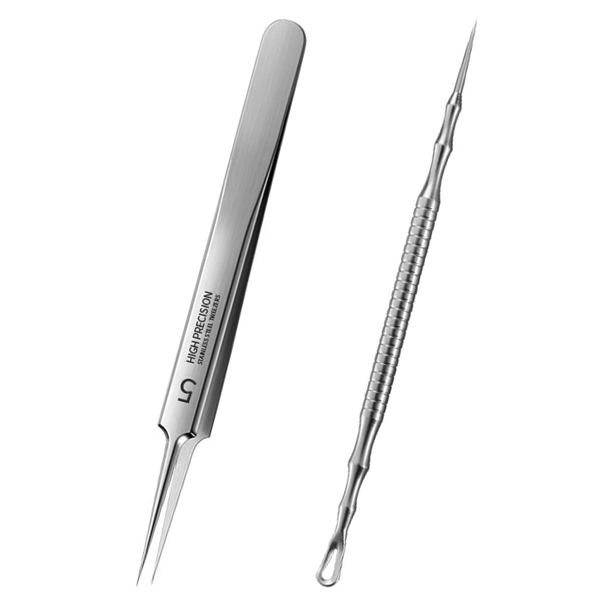Jedrey 2Pcs Professional Facial Blackhead Remover Tweezers and Pimple Extractor Acne Treatment Tool for Acne Pimples Comedowns Blemishes or Splinters Removal