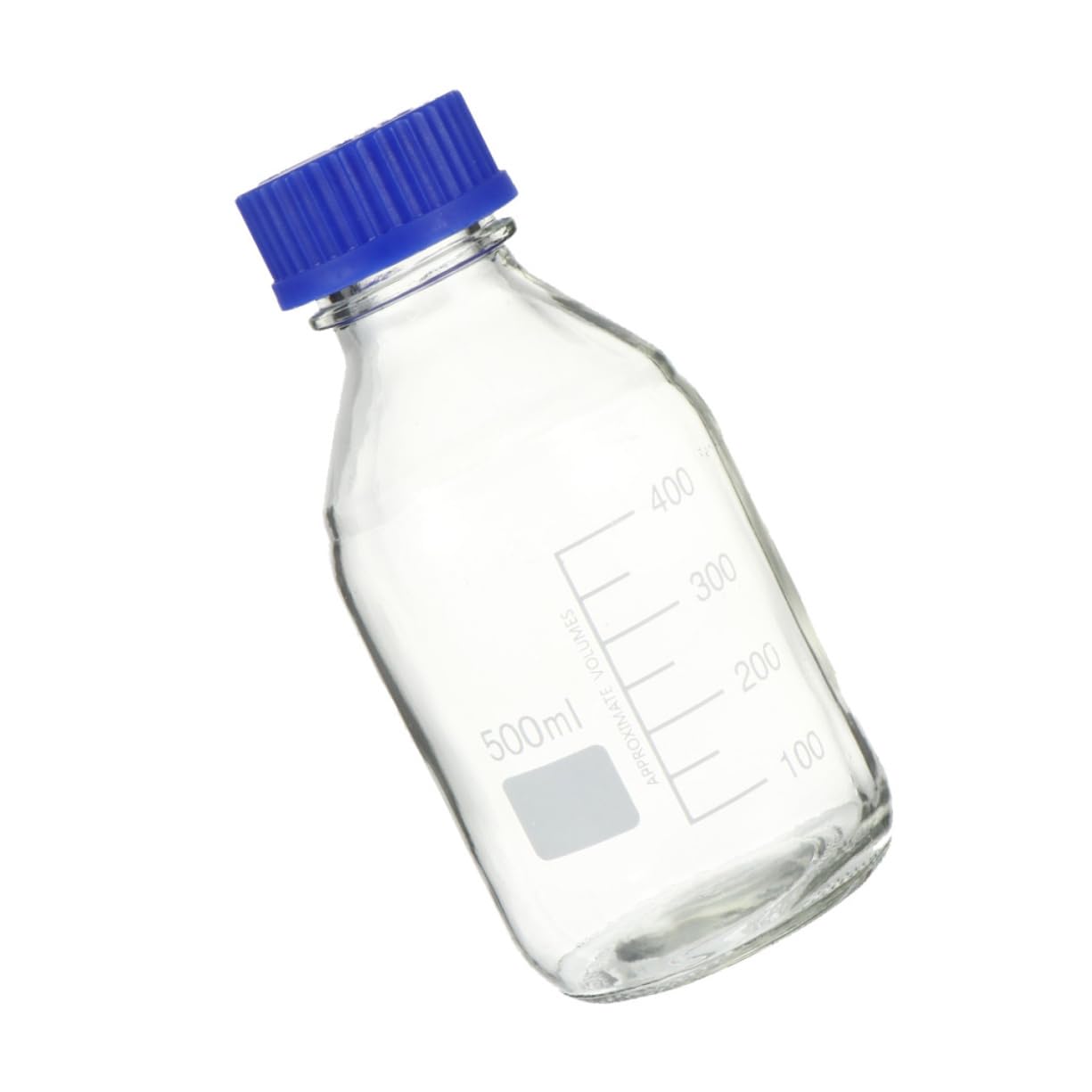 STOBAZA 500ml Lab Chemical Reagent Bottle Small Bottle Scale Line Blue Cap Sample Sealing for Education Research