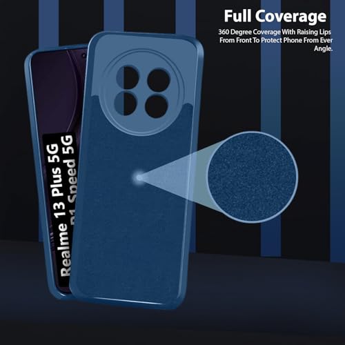 Image of LIRAMARK Silicone Soft Back Cover Case for Realme 13 Plus 5G / Realme P1 Speed 5G (Blue)