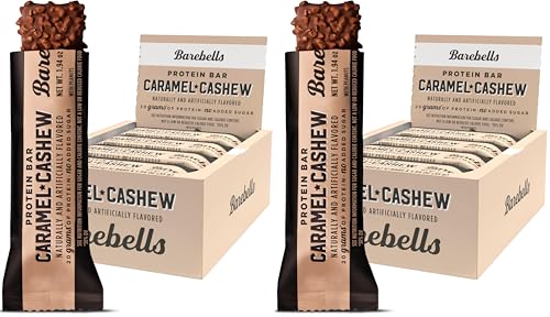 Image of Barebells Protein Bars Caramel Cashew - 12 Count, 20g High Protein Treats - Chocolate Nutrition Bar with 1g Total Sugars - On-The-Go Breakfast or Post-Workout Snack (Pack of 2)