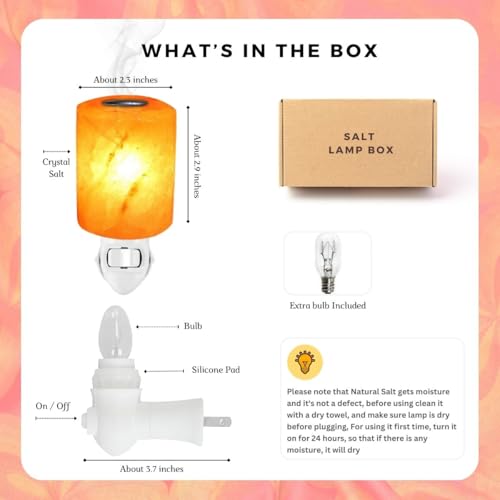 Image of Himalayan Natural Salt Night Lamp with Aromatherapy Lid - Classic Cylinder Shape, Boxed for Gifting