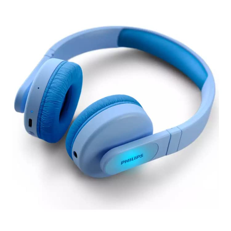 Image of Philips K4206 Kids Wireless On-Ear Headphones, Bluetooth + Cable Connection, 85dB Limit for Safer Hearing, Built-in Mic, 28 Hours Play time, Parental Controls via Philips Headphones, Blue
