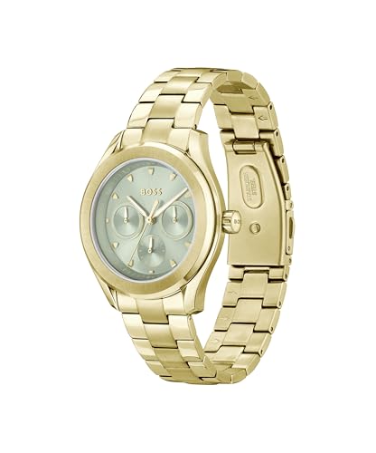 Boss Orologio Analogico Multifunzione Al Quarzo Da Donna Collezione Lida Con Cinturino In Acciaio Inossidabile Dorato - 1502745, Green - 2