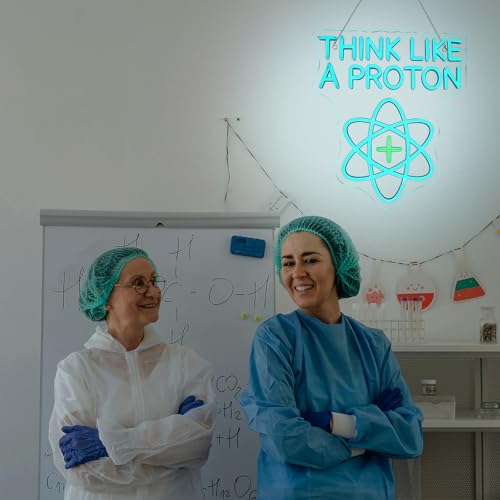 Image of Think Like a Proton Neon Sign Dimmable Good Vibes Neon Light with USB Power Think Positive LED Wall Light Nerdy Science-Themed Room Decor for Classroom Study Ideal Gift to Students and Teachers