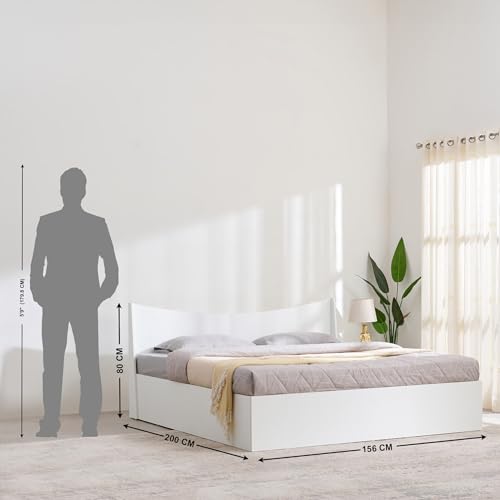 Image of Home Centre | Helios - Alton | Engineered Wood | Box Storage | Queen Beds | White | 1 Year Warranty