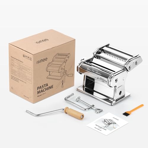 image for ISIMEE Pasta Maker, 9 Adjustable Thickness Settings 2 in 1 Pasta Machi