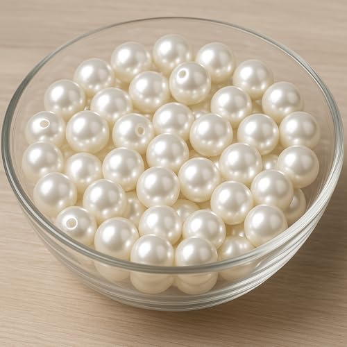 Laopottbeads 230 Pcs Ivory White 12MM Pearl Beads for Jewelry Making Round Pearl DIY Kit for Bracelets Earrings Necklaces & Anklets