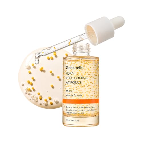 Genabelle PDRN Vitamin c Serum Toning Ampoule - Lightweight Glass Skin korean skin care with Vitamin B C E PDRN Serum for Blemishes Glass Skin Fine Lines and Rough Skin Texture 1.01 fl oz