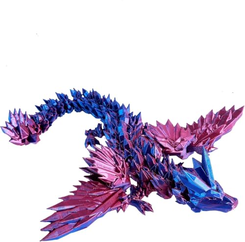 3D Dragon Figurine - Crystal Gem Dragon Action Figure, Gift for Kids & Adults, Home Decor (Blue)