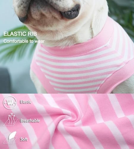 Image of Dog Pink Recovery Suit for Large Female Spay,Male Dog Surgery Suit,Narrow Pink-White M