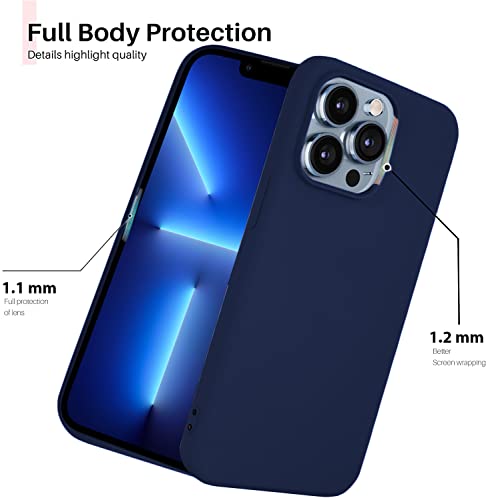 Image of Elzzi Microfiber Candy Case Compatible for iPhone 13 Pro 6.1 inch, Shockproof Slim Back Cover Liquid Silicone Case - Dark Navy Blue