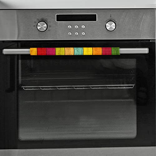 Image of Pardick Refrigerator Door Handle Covers Set of 2 Rainbow Wood Texture Washable Dishwasher Mocrowave Fridge Oven Door Decor Handle Cover Keep Your Kitchen Appliance Clean from Food Stains