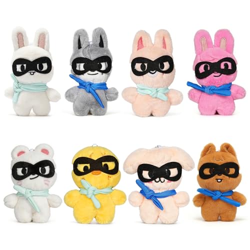 hotekous Skzoo Plush Keychain 8-Piece Set 3RD Fan Meeting Plush with Pilot Sunglasses for Fans - 5 inches