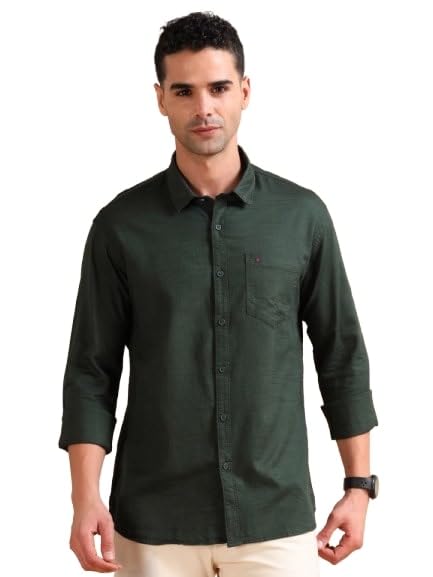 Image of COOL COLORS Men's Solid Slim Fit Casual Shirt | Breathable Soft Fabric | Spread Collar | Stylish Modern Comfort | Office, Party, Weekend Essential