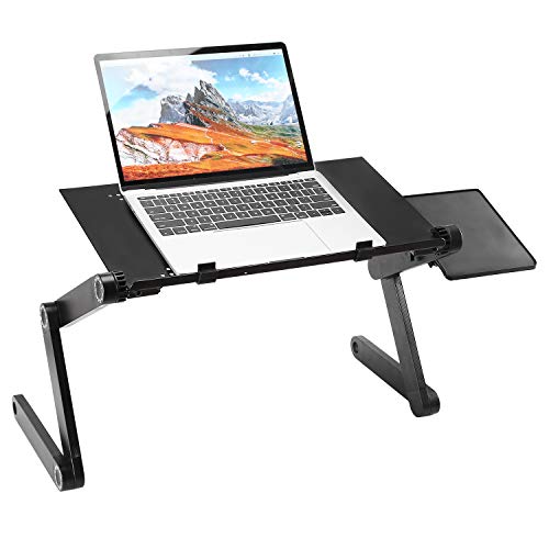 iMounTEK Foldable Laptop Table Bed Notebook Desk with Mouse Board Aluminum Alloy Breakfast Snacking Tray for Home Office Travel Use