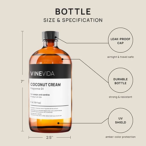 Vinevida [16Oz] Coconut Cream Fragrance Oil For Soap Making Scents For Candle Making, Perfume Oils, Soy Candles, Body Butters, Massage Oils, Room Sprays, Bath Bombs, Body Lotions, Linen Sprays #TOP4