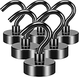 FINDMAG Magnethaken Extra Stark 6 Stück, 10kg+ Magnet Haken, Magnethaken Schwarz für Schlüssel, Aufhängen, Kreuzfahrt