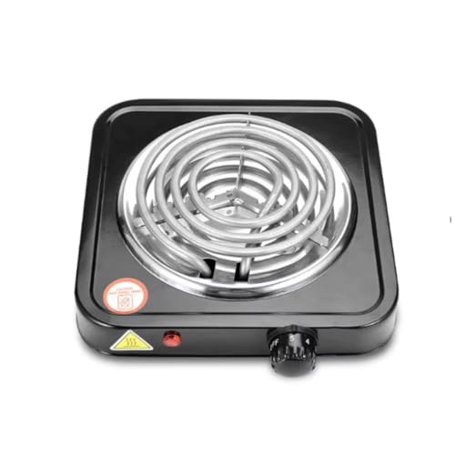 Fogão Elétrico Portátil de Mesa 1 Boca, Preto, Aço Inoxidável, Resistência Espiral, 2500W, Controle Ajustável, Base Antiderrapante