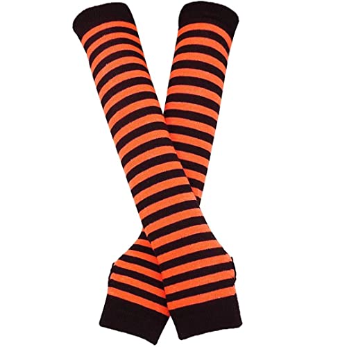 Image of Women's Long Knitted Fingerless Gloves Thumbhole Stretch Arm Warmers | Stretchy soft knitted arm warmers for women, comfortable thumbhole design, ideal daily winter hand sleeve accessories