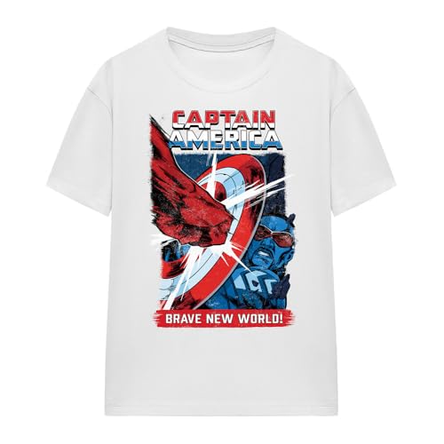 Image of Cotton Soul Marvel Captain America Brave New World Red Hulk Punch Ladies T Shirt, White, Medium