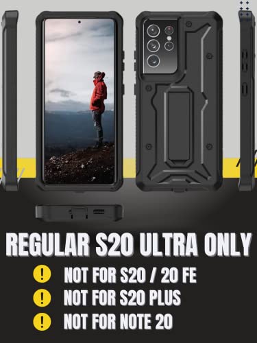 Armadillotek Vanguard Case Compatible With Samsung Galaxy S20 Ultra (6.9 Inches) Military Grade Full-Body Rugged With Built-In Kickstand [Screenless Version] - Black #TOP1