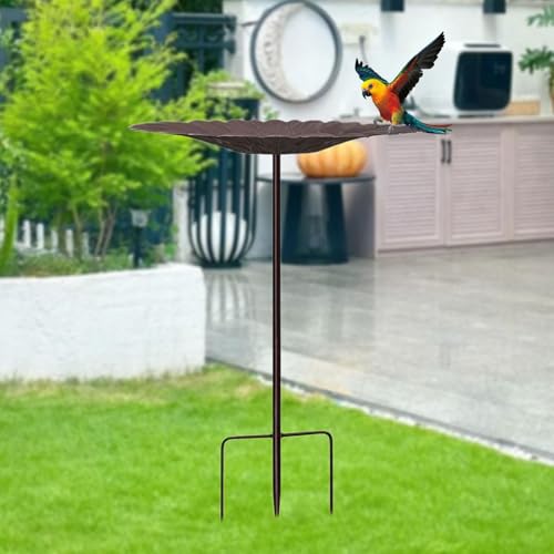 Bain d'oiseaux d'extérieur en métal avec piquet de fixation stable pour jardin - 7