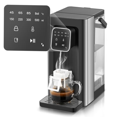 Heißwasserspender, 2600W Heißes Wasser in Sekunden, 4 Temperaturstufen, 4 Wassermengen, 2.5L Tank, Kompakt & Energieeffizient, Digitaler Touchscreen, Hitzeschutz-Kindersicherung, für Küche, Büro