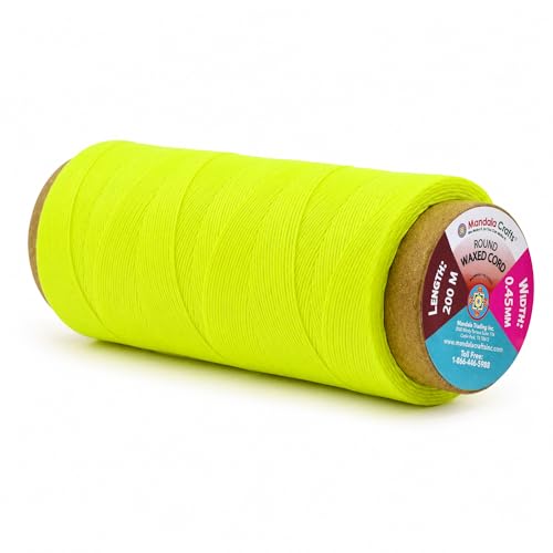 Mandala Crafts 200M 0.45mm Lime Green Round Waxed Thread for Leather Sewing