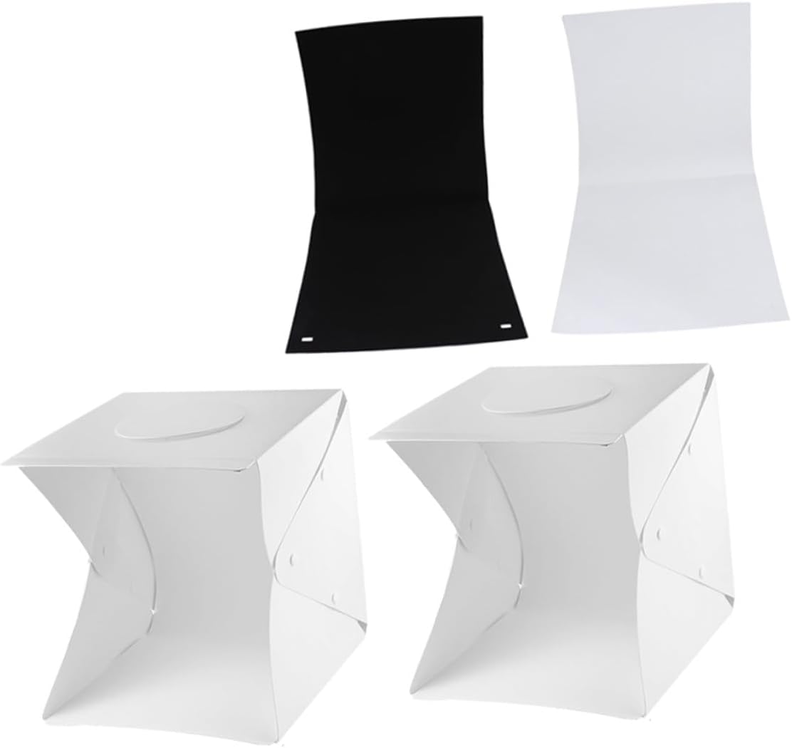ULTECHNOVO Portable Photo Light Box Kit 30cm Mini Soft Light Tent with LED Strips, 2-Color Backdrops Black White for Product Photography and Studio Shooting